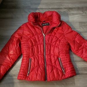 GUESS red puffer coat